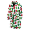 Merry Christmas Argyle Pattern Print Men's Bathrobe