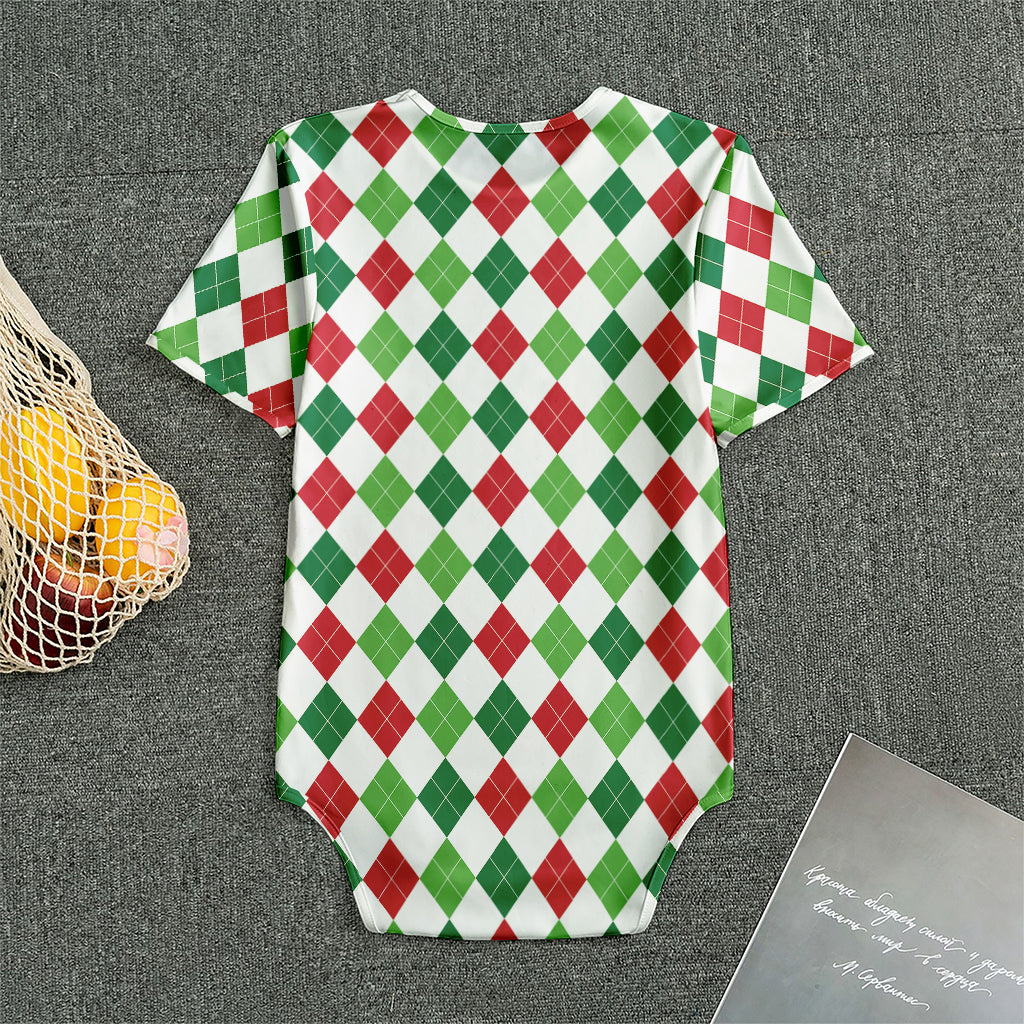 Merry Christmas Argyle Pattern Print Men's Bodysuit