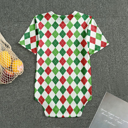 Merry Christmas Argyle Pattern Print Men's Bodysuit