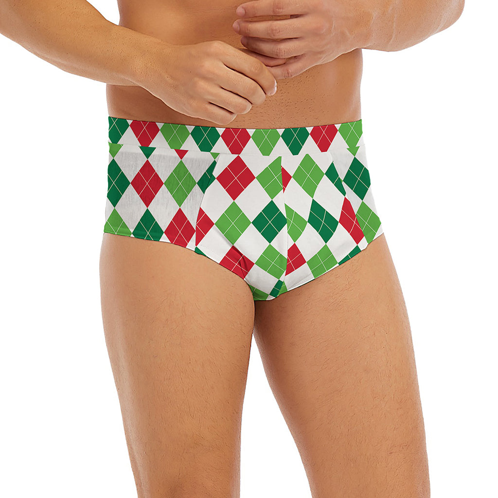 Merry Christmas Argyle Pattern Print Men's Briefs
