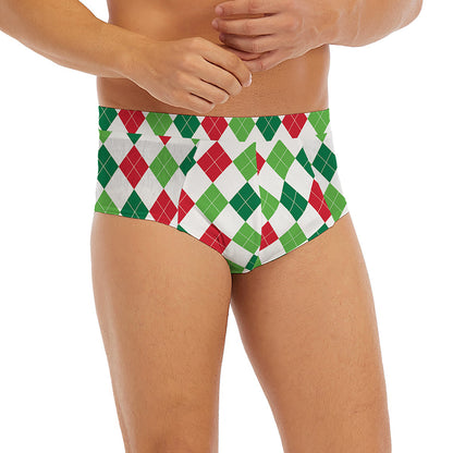 Merry Christmas Argyle Pattern Print Men's Briefs