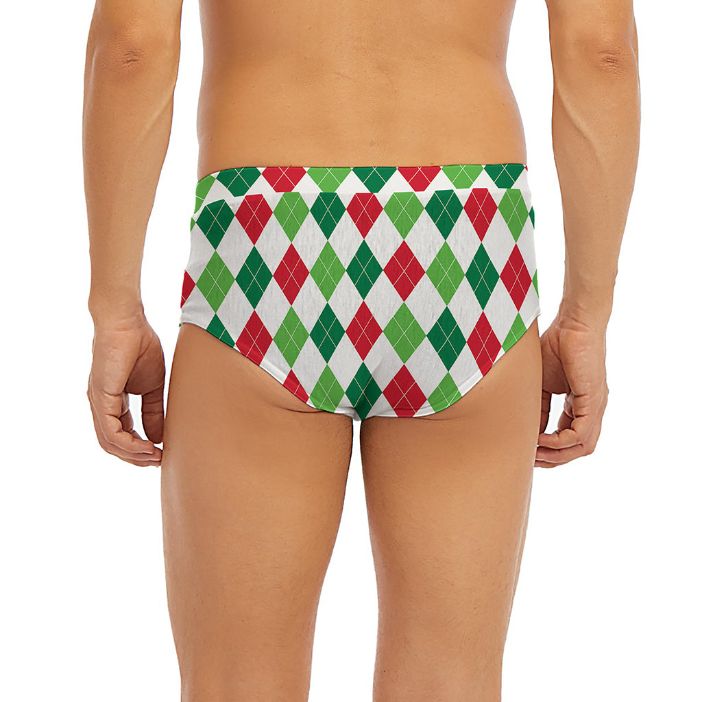 Merry Christmas Argyle Pattern Print Men's Briefs