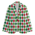Merry Christmas Argyle Pattern Print Men's Cotton Blazer