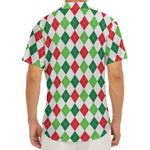 Merry Christmas Argyle Pattern Print Men's Deep V-Neck Shirt