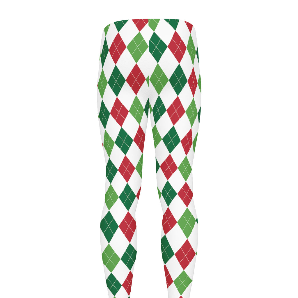 Merry Christmas Argyle Pattern Print Men's leggings
