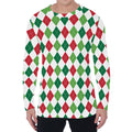 Merry Christmas Argyle Pattern Print Men's Long Sleeve T-Shirt