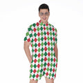 Merry Christmas Argyle Pattern Print Men's Romper