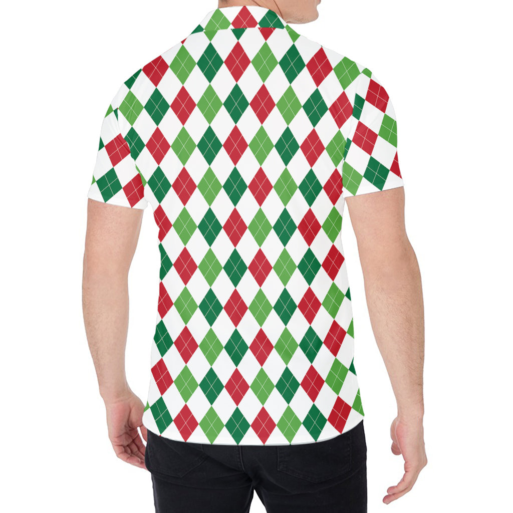 Merry Christmas Argyle Pattern Print Men's Shirt