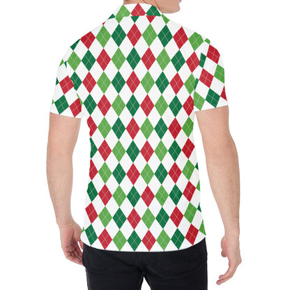 Merry Christmas Argyle Pattern Print Men's Shirt