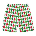 Merry Christmas Argyle Pattern Print Men's Swim Trunks