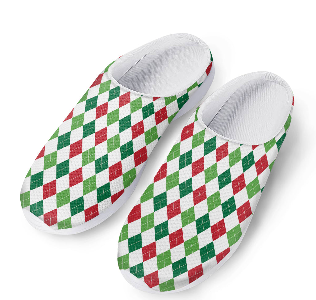 Merry Christmas Argyle Pattern Print Mesh Casual Shoes