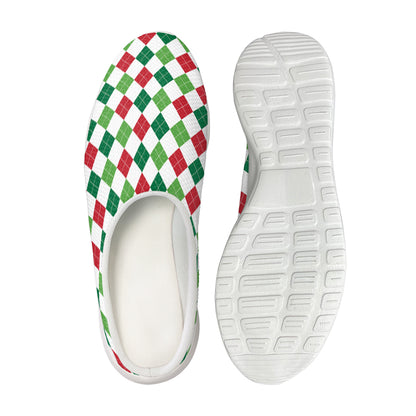 Merry Christmas Argyle Pattern Print Mesh Casual Shoes