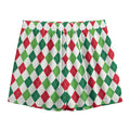 Merry Christmas Argyle Pattern Print Mesh Shorts