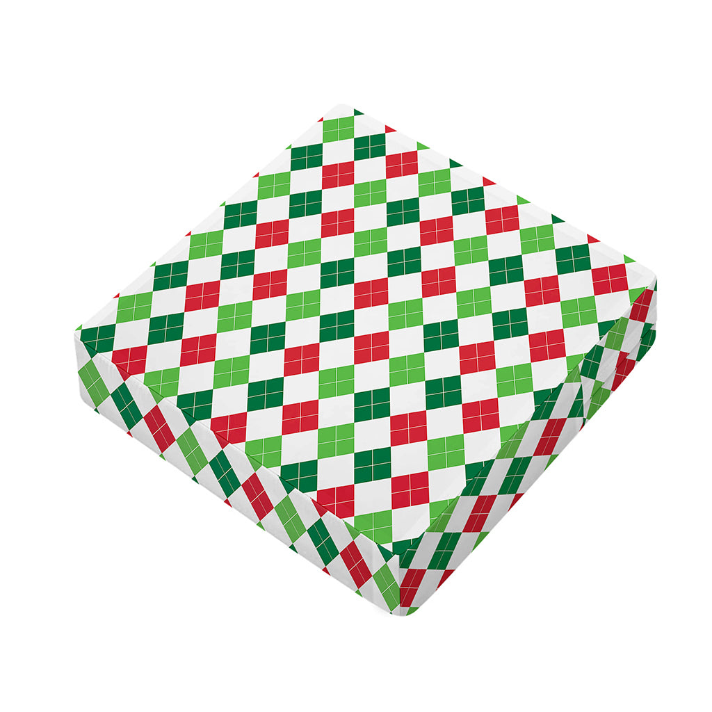 Merry Christmas Argyle Pattern Print Outdoor Seat Cushion Cover