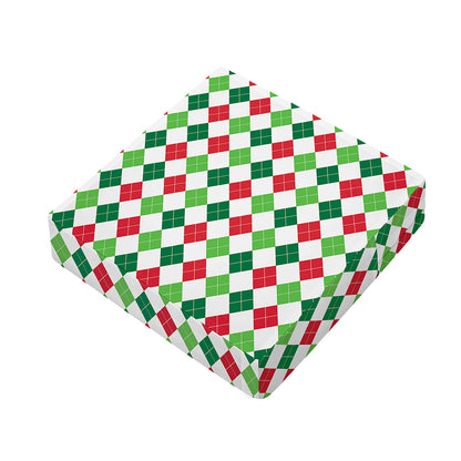 Merry Christmas Argyle Pattern Print Outdoor Seat Cushion Cover