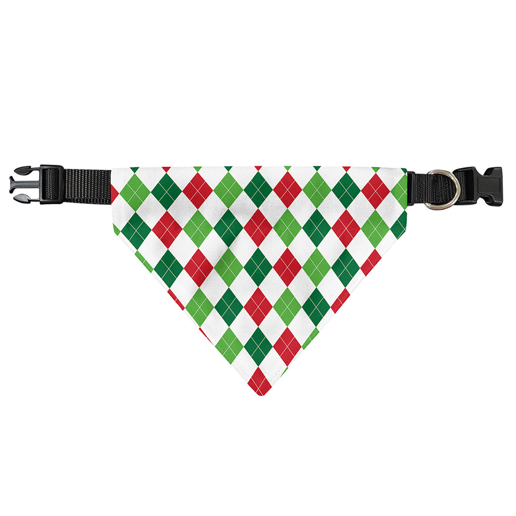 Merry Christmas Argyle Pattern Print Over The Collar Dog Bandana