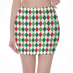 Merry Christmas Argyle Pattern Print Pencil Mini Skirt