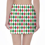 Merry Christmas Argyle Pattern Print Pencil Mini Skirt