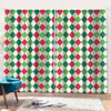 Merry Christmas Argyle Pattern Print Pencil Pleat Curtains