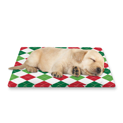 Merry Christmas Argyle Pattern Print Pet Cooling Mat Cover