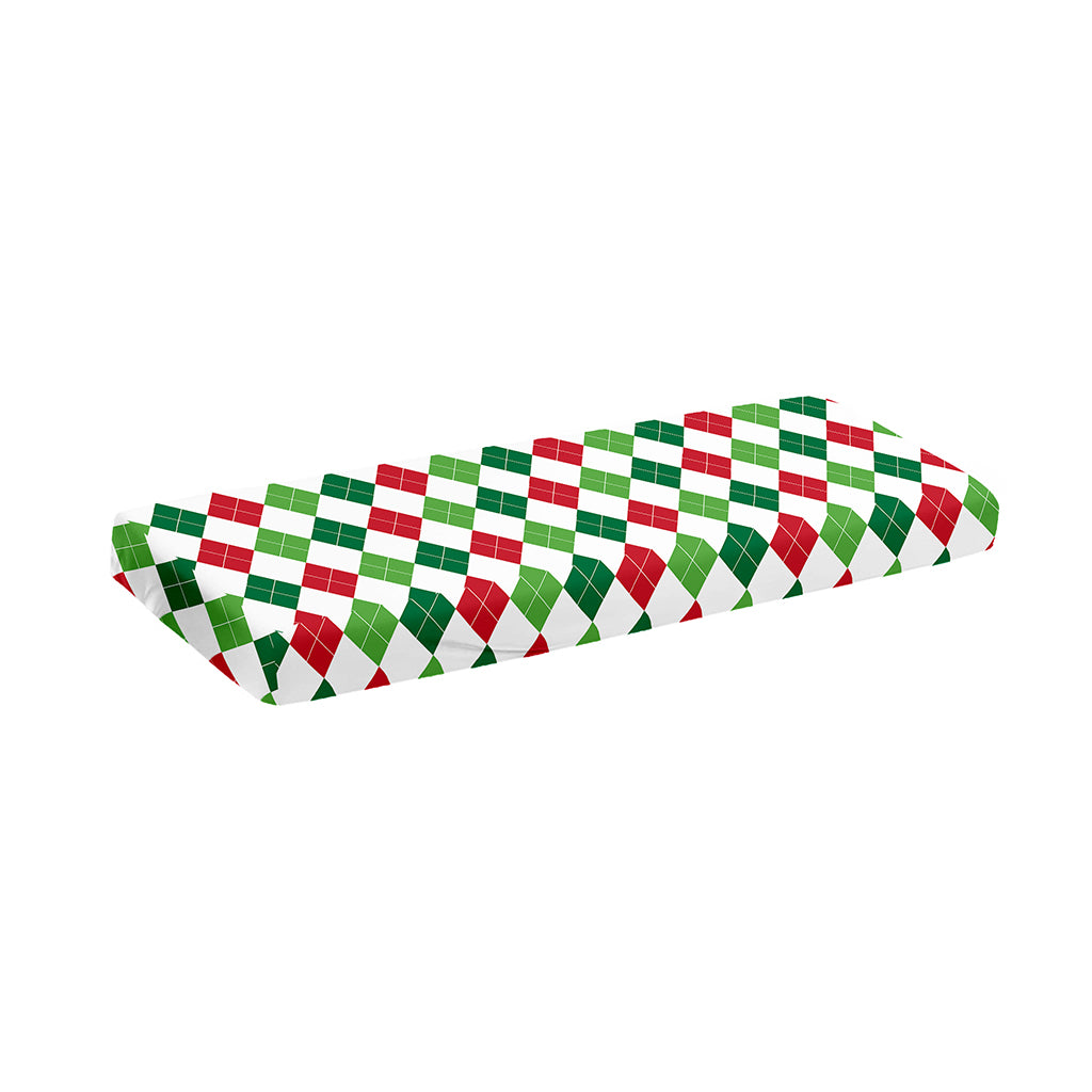 Merry Christmas Argyle Pattern Print Piano Keyboard Cover