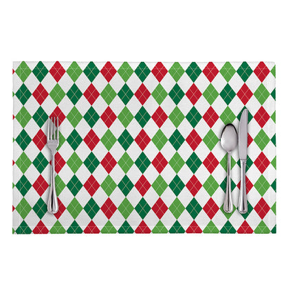 Merry Christmas Argyle Pattern Print Placemat