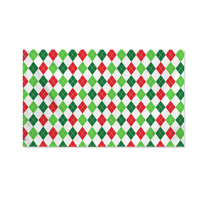Merry Christmas Argyle Pattern Print Polyester Flag