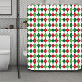 Merry Christmas Argyle Pattern Print Polyester Shower Curtain