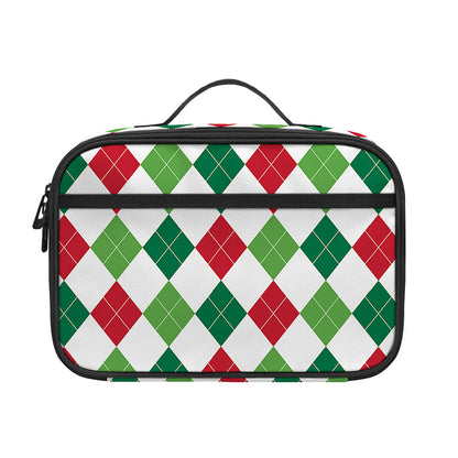 Merry Christmas Argyle Pattern Print Portable Lunch Bag