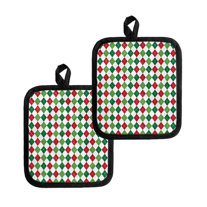 Merry Christmas Argyle Pattern Print Pot Holders