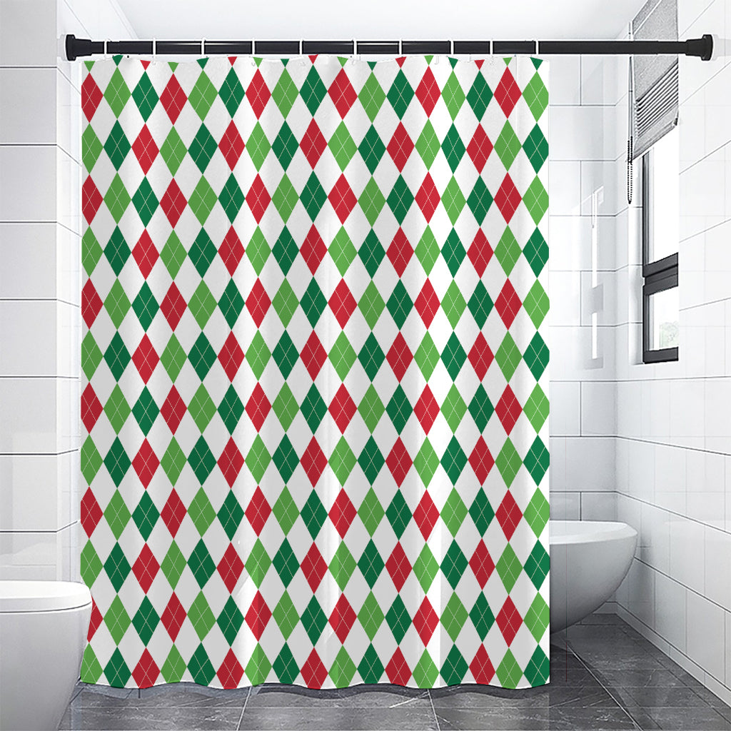 Merry Christmas Argyle Pattern Print Premium Shower Curtain