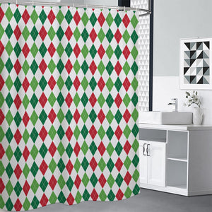 Merry Christmas Argyle Pattern Print Premium Shower Curtain