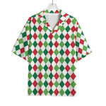 Merry Christmas Argyle Pattern Print Rayon Hawaiian Shirt