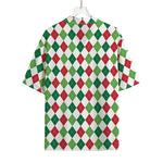 Merry Christmas Argyle Pattern Print Rayon Hawaiian Shirt