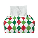 Merry Christmas Argyle Pattern Print Rectangle Tissue Box Cover