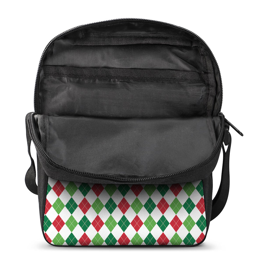 Merry Christmas Argyle Pattern Print Rectangular Crossbody Bag