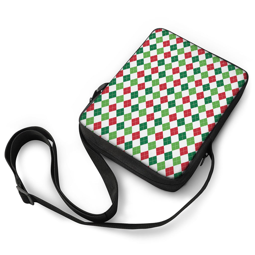 Merry Christmas Argyle Pattern Print Rectangular Crossbody Bag