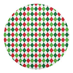Merry Christmas Argyle Pattern Print Round Blanket