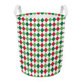 Merry Christmas Argyle Pattern Print Round Laundry Basket