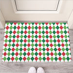 Merry Christmas Argyle Pattern Print Rubber Doormat