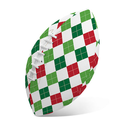 Merry Christmas Argyle Pattern Print Rugby Ball