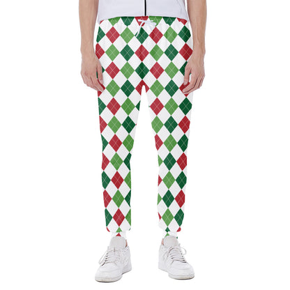 Merry Christmas Argyle Pattern Print Scuba Joggers
