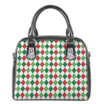 Merry Christmas Argyle Pattern Print Shoulder Handbag