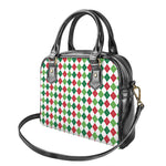 Merry Christmas Argyle Pattern Print Shoulder Handbag