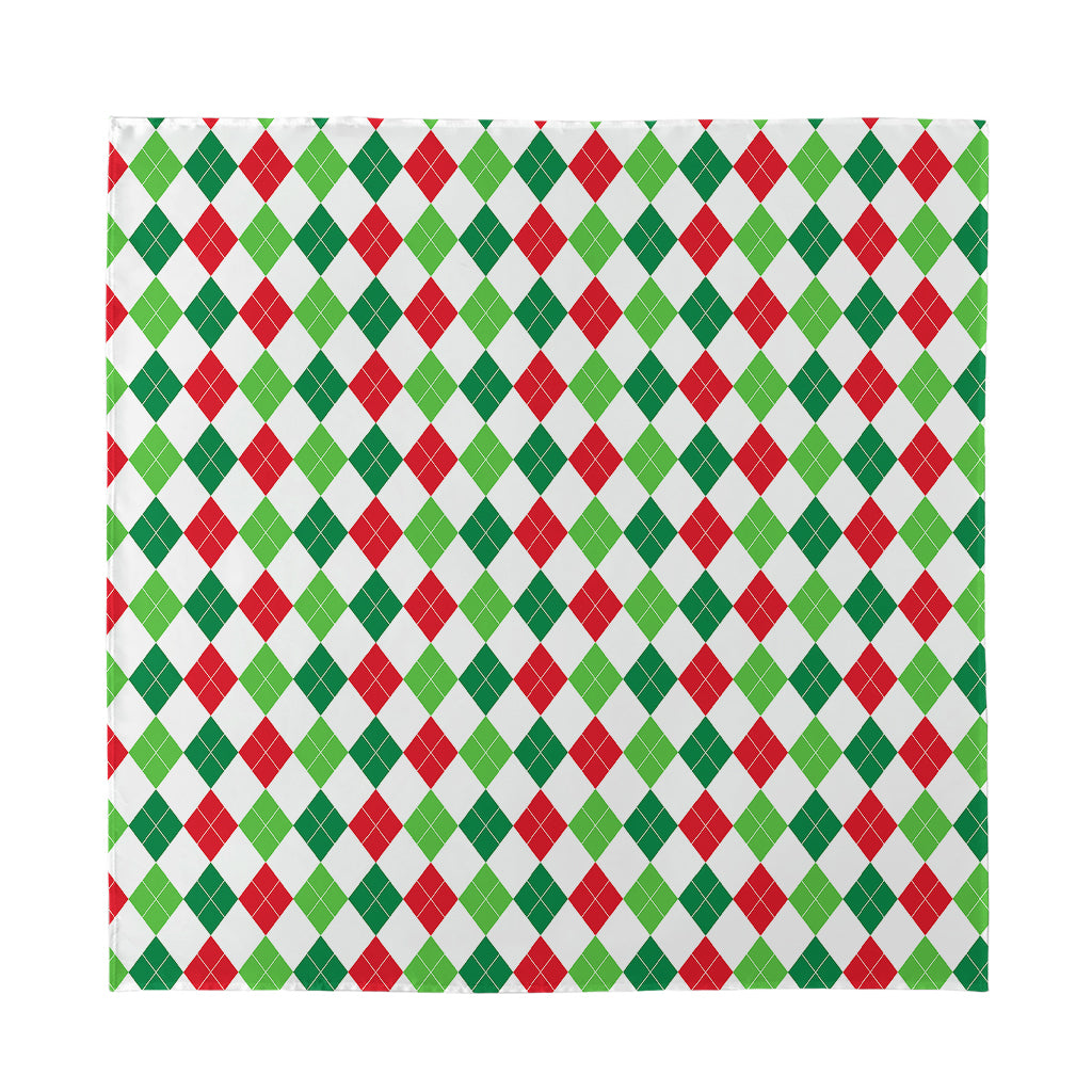 Merry Christmas Argyle Pattern Print Silk Bandana