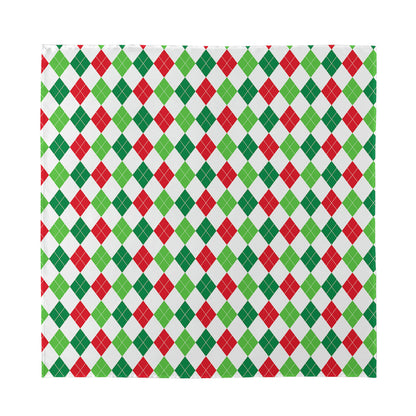 Merry Christmas Argyle Pattern Print Silk Bandana