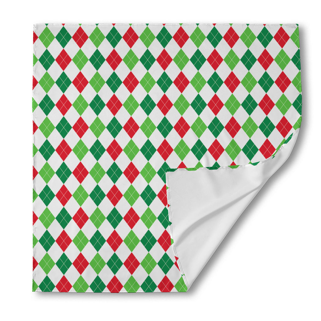 Merry Christmas Argyle Pattern Print Silk Bandana