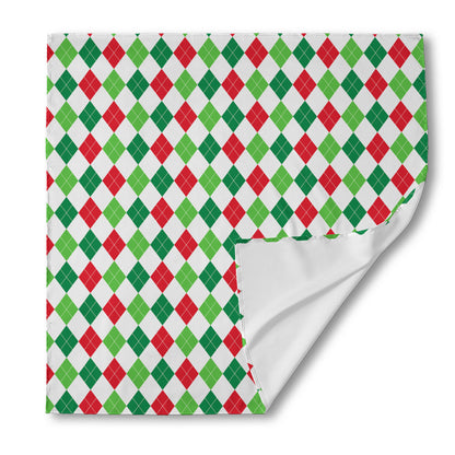 Merry Christmas Argyle Pattern Print Silk Bandana