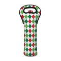 Merry Christmas Argyle Pattern Print Single Neoprene Wine Tote