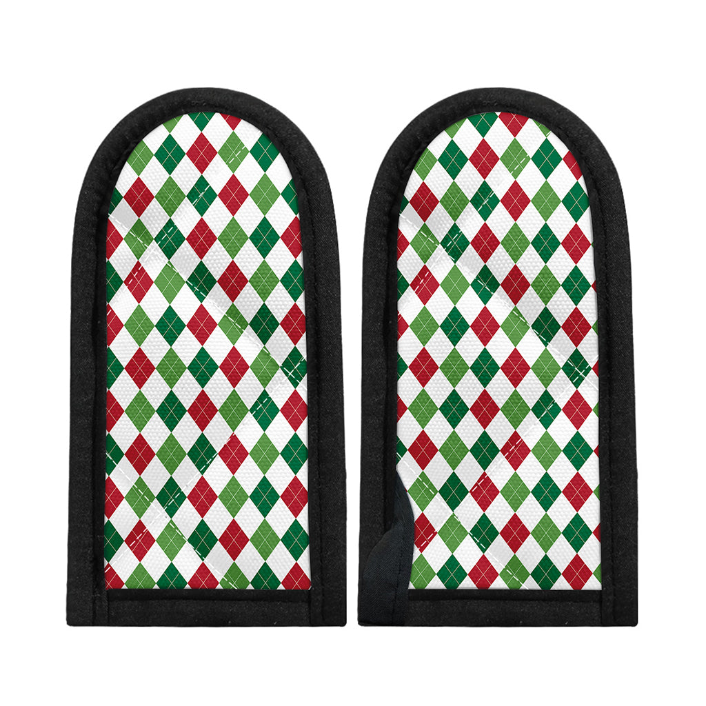 Merry Christmas Argyle Pattern Print Skillet Handle Cover